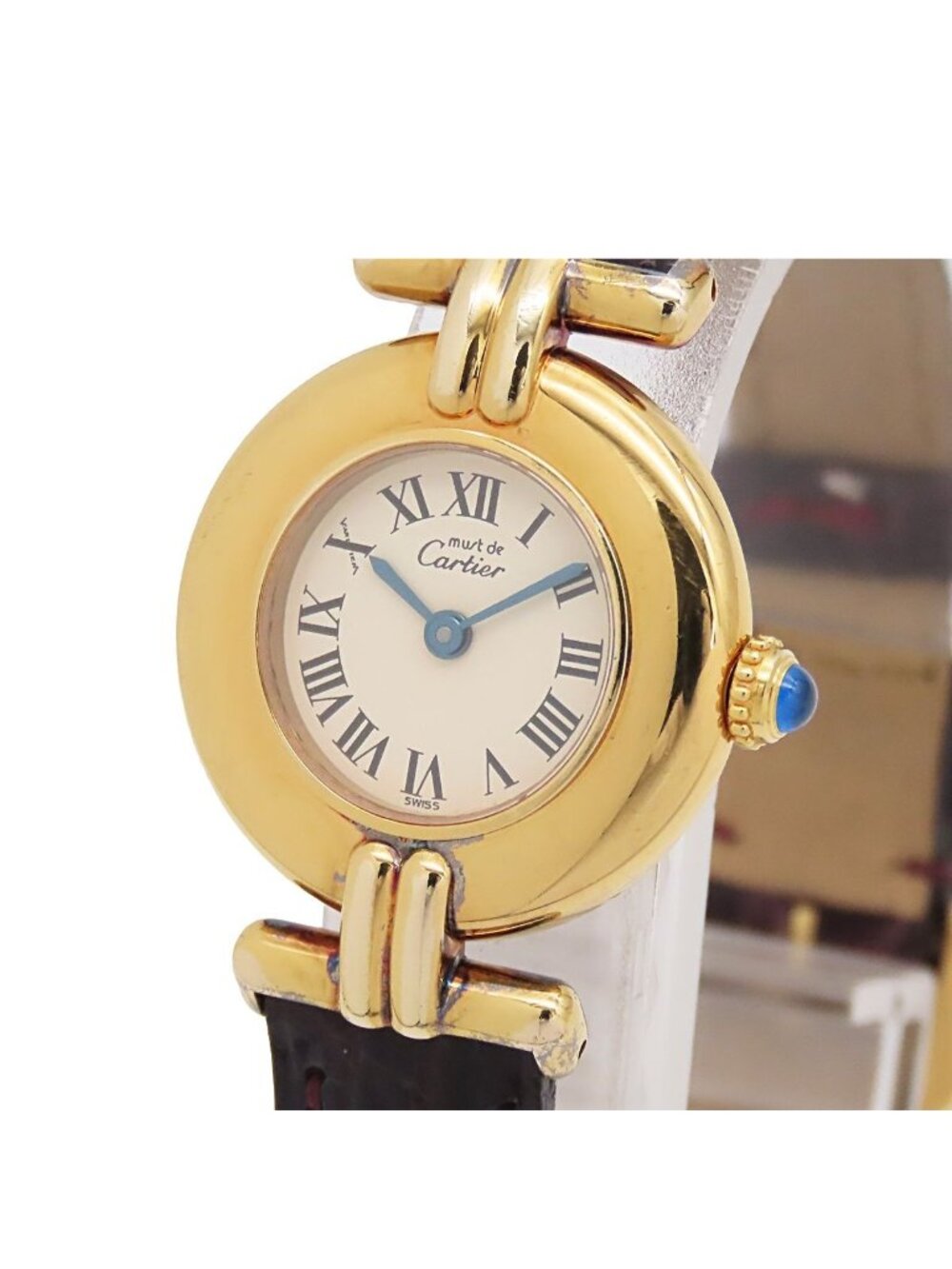 Cartier Must Colisee SM Ivory Leather Vermeil Watch Quartz